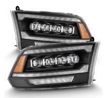 Фары Dodge Ram 2009-2018 и Ram 1500 Classic 2018-2024 светодиодные серии NOVA (2500 MK2 стиль) цвет Black