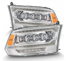 Фары Dodge Ram 2009-2018 и Ram 1500 Classic 2018-2024 светодиодные серии NOVA (2500 MK2 стиль) цвет Chrome