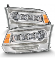 Фары Dodge Ram 2009-2018 и Ram 1500 Classic 2018-2024 светодиодные серии NOVA (2500 MK2 стиль) цвет Chrome