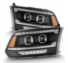 Фары Dodge Ram 2009-2018 и Ram 1500 Classic 2018-2024 светодиодные серии LUXX (2500 MKII стиль) цвет Black