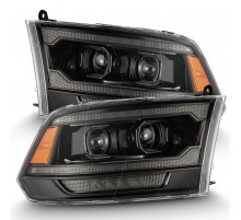 Фары Dodge Ram 2009-2018 и Ram 1500 Classic 2018-2024 светодиодные серии LUXX (2500 MK2 стиль) цвет Alpha-Black