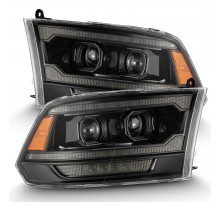Фары Dodge Ram 2009-2018 и Ram 1500 Classic 2018-2024 светодиодные серии LUXX (2500 MK2 стиль) цвет Alpha-Black