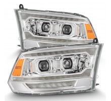 Фары Dodge Ram 2009-2018 линзованные галогенные серии PRO (2500 MK2 стиль) цвет Chrome