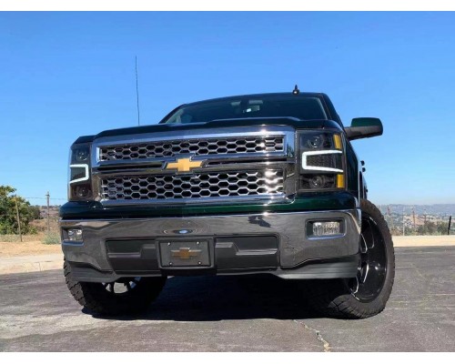 Фары Chevrolet Silverado линзованные галогенные 2014-2015 серия PRO цвет Chrome Фары Chevrolet Silverado линзованные галогенные 2014-2015 серия PRO цвет Chrome
