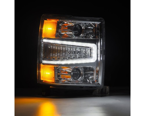 Фары Chevrolet Silverado линзованные галогенные 2014-2015 серия PRO цвет Chrome Фары Chevrolet Silverado линзованные галогенные 2014-2015 серия PRO цвет Chrome