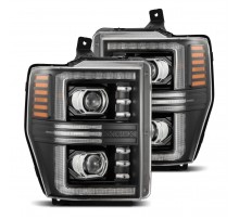 Ford F250, F350, F450, F550 Super Duty, Excursion 08-10 линзованные галогенные фары серия PRO цвет Black