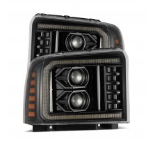Ford F250, F350, F450, F550 Super Duty, Excursion 05-07 линзованные галогенные фары серия PRO цвет Alpha-Black