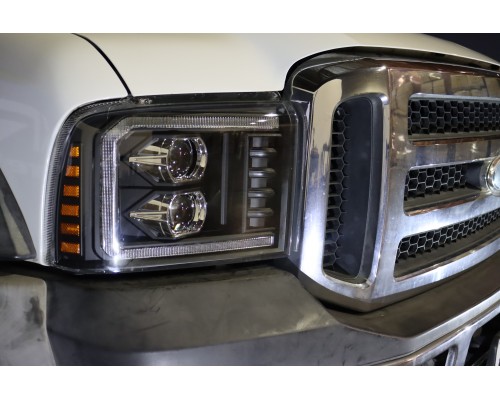 Фары Ford F250, F350, F450, F550, Excursion линзованные галогенные 2005-2007 серия PRO цвет Black Фары Ford F250, F350, F450, F550, Excursion линзованные галогенные 2005-2007 серия PRO цвет Black