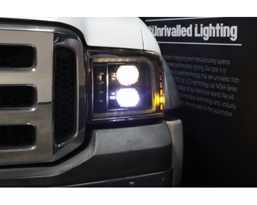 Фары Ford F250, F350, F450, F550, Excursion линзованные галогенные 2005-2007 серия PRO цвет Black Фары Ford F250, F350, F450, F550, Excursion линзованные галогенные 2005-2007 серия PRO цвет Black