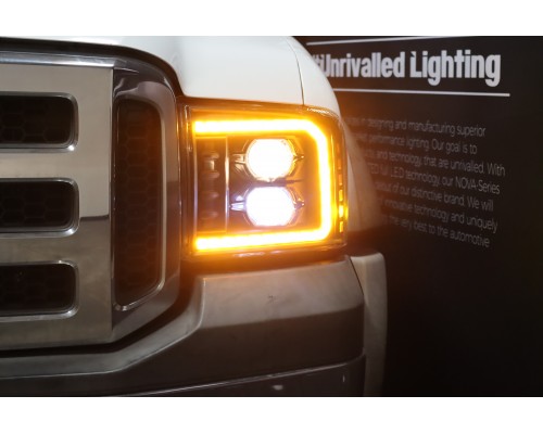 Фары Ford F250, F350, F450, F550, Excursion линзованные галогенные 2005-2007 серия PRO цвет Black Фары Ford F250, F350, F450, F550, Excursion линзованные галогенные 2005-2007 серия PRO цвет Black