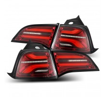Задние фонари Tesla Model 3 17-22 / Model Y 20-22 (с красным поворотником) серия PRO цвет Red Smoke