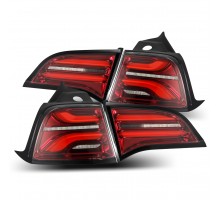 Задние фонари Tesla Model 3 17-22 / Model Y 20-22 (с красным поворотником) серия PRO цвет Red Smoke