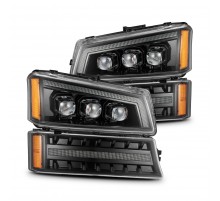 Фары Chevrolet Silverado 2003-2006 и Chevrolet Avalanche 2002-2006 светодиодные серия NOVA цвет Alpha-Black