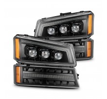 Фары Chevrolet Silverado 2003-2006 и Chevrolet Avalanche 2002-2006 светодиодные серия NOVA цвет Alpha-Black