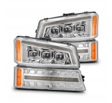 Фары Chevrolet Silverado 2003-2006 и Chevrolet Avalanche 2002-2006 светодиодные серия NOVA цвет Chrome