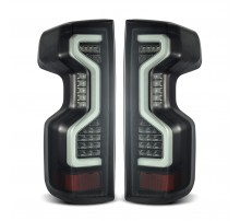 Задние фонари Chevrolet Silverado 1500 19-24 / Silverado 2500HD/3500HD 20-24 светодиодные с красным поворотником серия PRO Jet Black