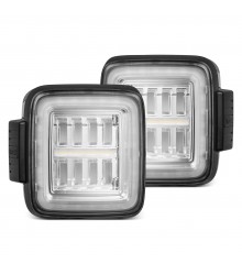 Задние фонари Jeep Wrangler JL 2018-2025 серия NOVA призматические с красным поворотником цвет Clear