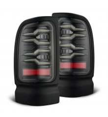 Задние фонари Dodge Ram 1500 94-01, Ram 2500/3500 94-02 серия LUXX светодиодные с желтым поворотником цвет Alpha-Black