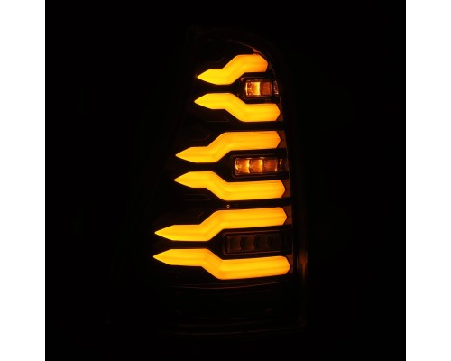 Задние фонари Toyota 4Runner 2003-2009 светодиодные с желтым поворотником серии LUXX цвет Alpha-Black 