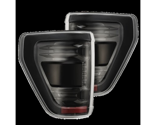 Задние фонари Ford F150 2021-2023 светодиодные (под датчики BLIS) с желтым поворотником серии LUXX цвет Alpha-Black Задние фонари Ford F150 2021-2023 светодиодные (под датчики BLIS) с желтым поворотником серии LUXX цвет Alpha-Black