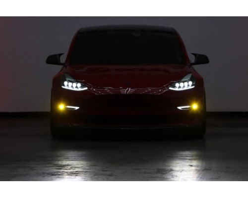 Противотуманные фары Tesla Model 3 2017-2023 и Model Y 2020-2024 двухцветные светодиодные Противотуманные фары Tesla Model 3 2017-2023 и Model Y 2020-2024 двухцветные светодиодные