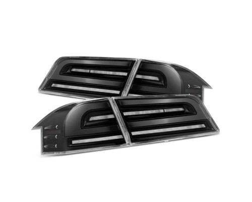 Задние фонари Tesla Model S 2012-2021 с желтым поворотником серии LUXX цвет Alpha-Black 