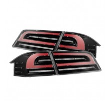 Задние фонари Tesla Model S 12-21 с желтым поворотником серии LUXX цвет Black Red 