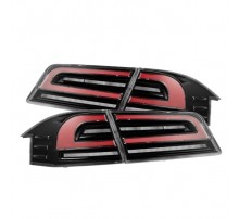 Задние фонари Tesla Model S 12-21 с желтым поворотником серии LUXX цвет Black Red 