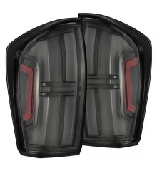 Задние фонари Toyota Tacoma 16-23 светодиодные с желтым поворотником серии NOVA Prismatic цвет Black