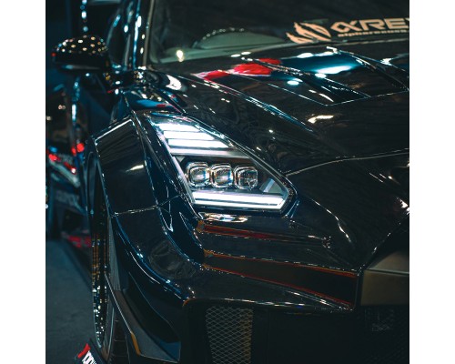 Фары Nissan GT-R 2009-2025 светодиодные серия NOVA цвет Alpha-Back