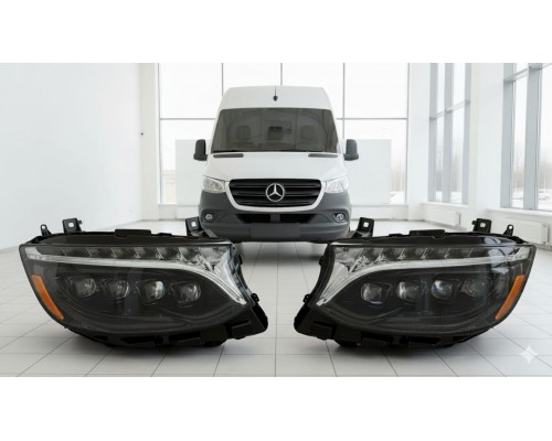 Фары Mercedes Sprinter 2019-2025 светодиодные серии NOVA цвет Alpha-Black