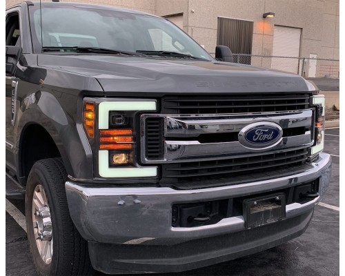 Ford F250 F350 F450 F550 Super Duty линзованные галогенные фары 2017-2019 серия PRO цвет Jet Black Ford F250 F350 F450 F550 Super Duty линзованные галогенные фары 2017-2019 серия PRO цвет Jet Black