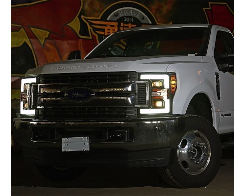 Ford F250 F350 F450 F550 Super Duty линзованные галогенные фары 2017-2019 серия PRO цвет Jet Black Ford F250 F350 F450 F550 Super Duty линзованные галогенные фары 2017-2019 серия PRO цвет Jet Black