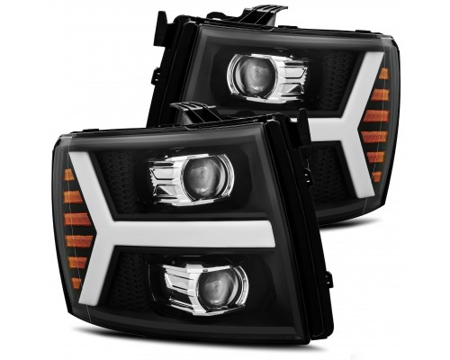 Фары Chevrolet Silverado линзованные галогенные 2007-2013 серия PRO цвет Black Фары Chevrolet Silverado линзованные галогенные 2007-2013 серия PRO цвет Black