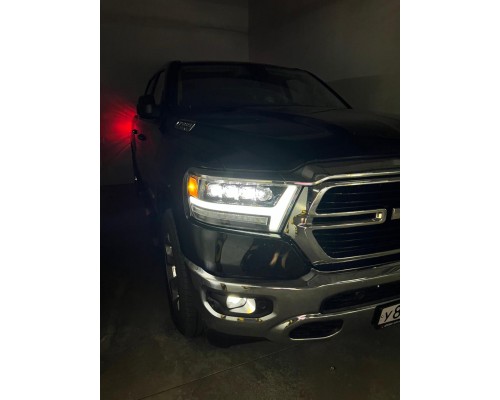 Фары Dodge Ram светодиодные 2019-2024 серии NOVA цвет черный под глянцевым лаком