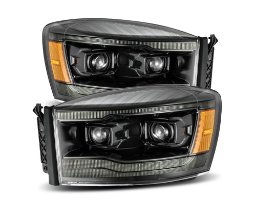 Фары Dodge Ram 06-09 линзованные галогенные PRO-серия цвет Alpha-Black Фары Dodge Ram 06-09 линзованные галогенные PRO-серия цвет Alpha-Black