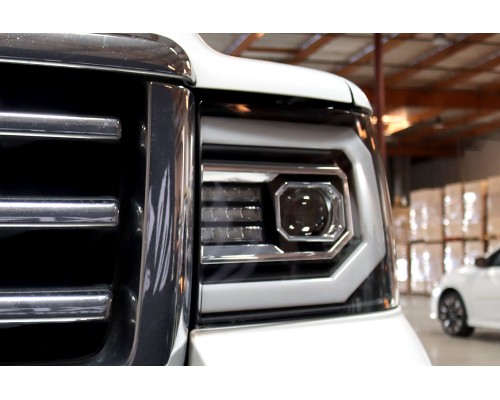 Фары GMC Sierra 2007-2013 галогенные линзованные серии PRO цвет Jet Black Фары GMC Sierra 2007-2013 галогенные линзованные серии PRO цвет Jet Black